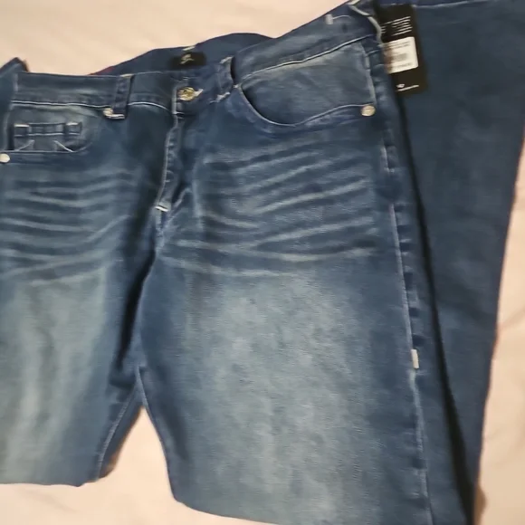 True Religion Blue Relaxed Jeans with Natural Fading
